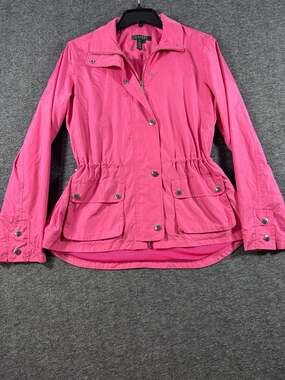 Lauren Ralph Lauren Hot Pink Zip-Up Drawstring Utility Field Jacket Size M